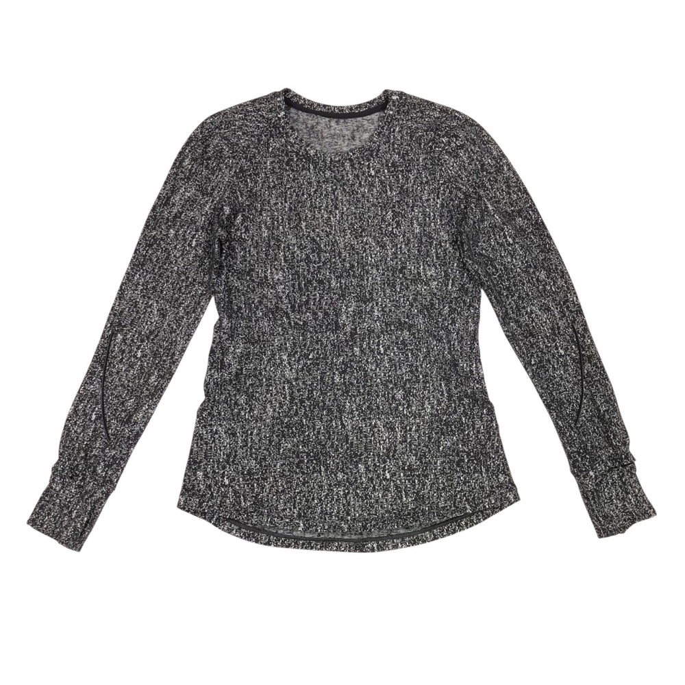 Lululemon Women's Extra Mile Long Sleeve Top Size 8 Black White Running